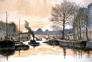 Paris, o rio Sena e a Pont Neuf de Gustave Fraipont