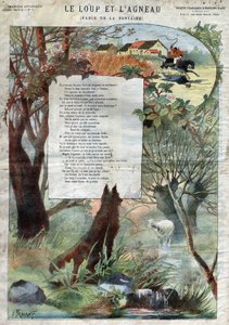 O Lobo e o Cordeiro. Fábulas de Jean de La Fontaine (1621-95). Ilustração de Gustave Fraipont (1849 -1923). Coleção particular.