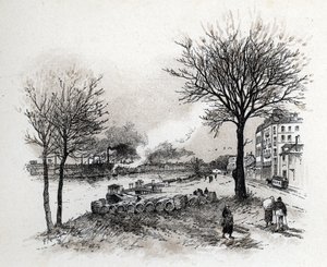 Vista de Ivry sur Seine (Ivry-sur-Seine) Desenho de Gustave Fraipont (1849-1923) a partir de Saint-Juirs de Gustave Fraipont