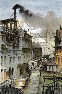 Vista do rio Bievre de Port Royal boulevard, Paris Desenho de Gustave Fraipont (1849-1923) desenha de "La seine a travers Paris" de Saint-Juirs