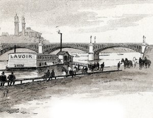 Vista da Ponte Grenelle em Paris Desenho de Gustave Fraipont (1849-1923) a partir de Saint-Juirs de Gustave Fraipont