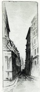 Vista da rua Hotel Colbert perto da praça Maubert em Paris Desenho de Gustave Fraipont (1849-1923) a partir de Saint-Juirs de Gustave Fraipont