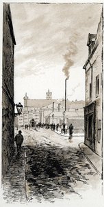 Vista da mortuária de Paris sobre o ile de la cite, Paris Drawing de Gustave Fraipont (1849-1923) de Saint-Juirs de Gustave Fraipont