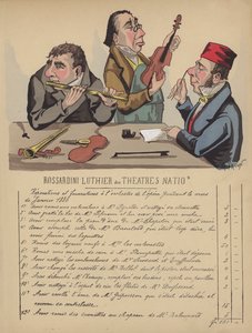 Bill para instrumentos musicais para a orquestra da ópera (lito a cores) de Gustave Frison