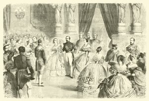 Dançando a quadrilha em um baile da corte imperial francesa (gravura)