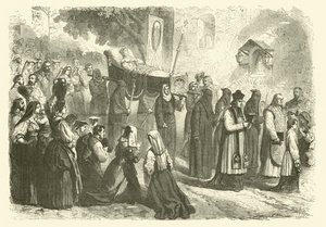 Procissão fúnebre de uma jovem rapariga, Sparanise, Itália (gravura) de Gustave Janet