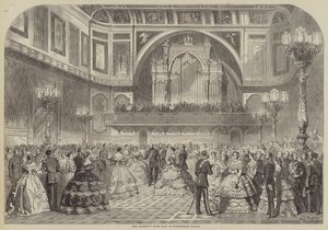 Seu, majestade, estado, bola, em, palácio buckingham de Gustave Janet