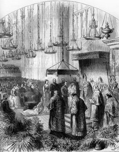 Casamento da Princesa Stephanie da Bélgica (1864-1945) e do Arquiduque Rodolphe da Áustria (1858-1889) na Basílica dos Agostinhos em Viena