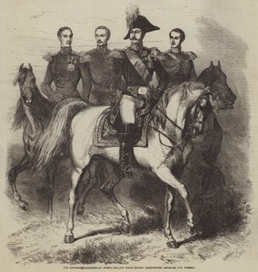 O imperador Alexandre da Rússia e os grão-duques Constantino, Nicolau e Miguel de Gustave Janet