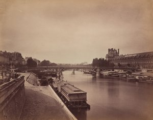 Pont du Carrousel, Paris: Vista para oeste a partir da Pont des Arts, 1856-1858 (foto) de Gustave Le Gray