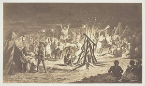Sem título [Pintura das Fogueiras em Camp de Chalons por Bénédict Masson], 1857. de Gustave Le Gray