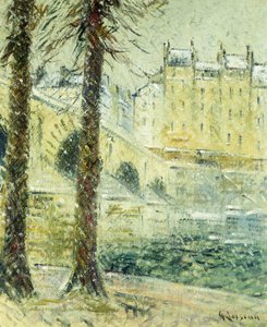 O Pont Marie na neve; Le Pont Marie, Efeito da neve, c.1926