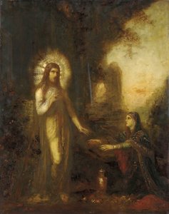 Cristo e Maria Madalena (Noli Me Tangere) c.1889 (óleo no painel) de Gustave Moreau