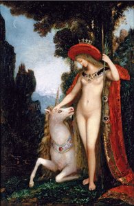 ""O unicórnio"" Pintura de Gustave Moreau (1826-1898) 1885 Dim 50x34 cm Coleção particular de Gustave Moreau