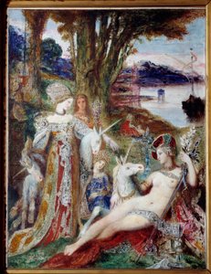 The Unicorns Painting by Gustave Moreau (1826-1898) 1885, Oil On Canvas de Gustave Moreau