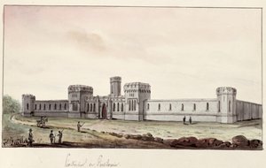 Penitenciária na Pensilvânia, 1831 (caneta e tinta sobre papel) de Gustave de Beaumont
