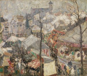 Feira sobre Vrijdagmarkt em Gand (óleo sobre tela)