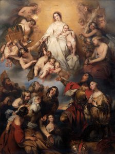 Nossa Senhora do Monte Carmelo (óleo sobre tela) de Gustave or Gustaaf Wappers