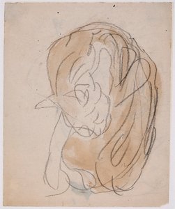 Estudos de gatos (aguarela com lápis sobre papel) de Gwen John