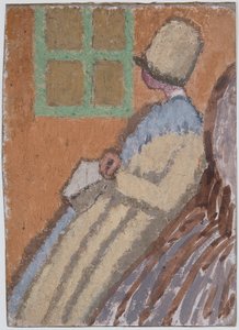 Mulher de perfil (técnica mista sobre cartão) de Gwen John
