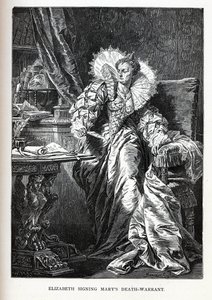 Elizabeth que assina a sentença de morte de Marys, 1882 de Gyula Benczúr