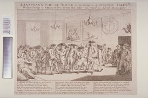 &39;Jonathan&39;s Coffee House, ou uma análise do Change Alley&39;, com um grupo de personagens da vida, 1763 de H.O. Neal