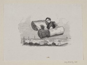Ilustração para "The Flying Suitcase" em H.C. Andersen, "Contos de fadas e histórias", Volume 1 de H.P. Hansen