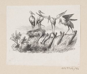 Ilustração para "As Cegonhas" em H.C. Andersen, "Contos de fadas e histórias", Volume 1 de H.P. Hansen