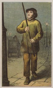 Lamplighter (cor litho) de H.W. (after) Petherick