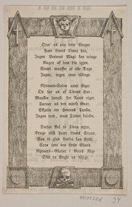 Enquadramento com cabeça de anjo, cruz e caveira de H. C. Henneberg