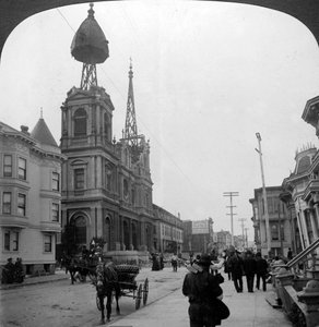 Após o grande terremoto, São Francisco, Califórnia, EUA, 1906.