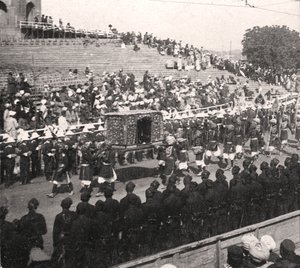Palanquim do estado em uma procissão real, Delhi, Índia, 1912.