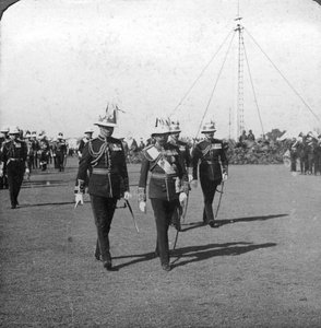 Rei George V 1865-1936 com o Brigadeiro-General Sir R Grimston, Delhi, Índia, 1912.