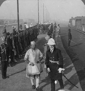 Chegada estatal do marajá de Benares em Delhi, Índia, 1912