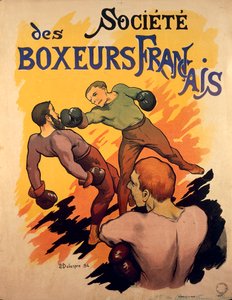 Societe des Boxeurs Francais, boxeadores franceses ilustração publicitária da Delaspre