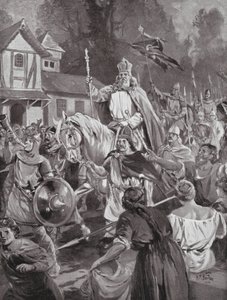 Carlos Magno de regresso a Bruxelas, a sua sede de família (litografia) de H. M. (after) Burton