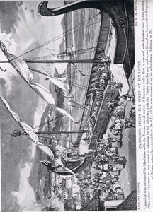 Carausius apreendendo a frota em Boulogne, ilustração da "História das Nações de Hutchinson", c.1910 de H. M. Burton