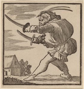 Corcunda brandindo duas espadas de H. Numan after Jacques Callot