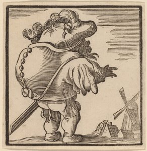 Corcunda olhando para um moinho de vento de H. Numan after Jacques Callot