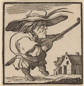 Corcunda tocando um alaúde de H. Numan after Jacques Callot