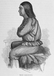 Red Leggins, Chief em Fort Yukon, de "Alaska and its Resources", de William H. Dall, gravada por John Andrew, pub. 1870