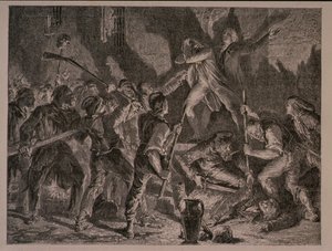 O Massacre nas Prisões em setembro de 1792, gravado por Jean-Baptiste Charles Carbonneau (n.1815)
