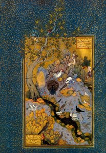 Folio de Mantiq al-Tayr A linguagem dos pássaros, por Attar, c1600. de Habib Allah