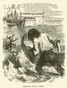 Gulliver encontra um barco (gravura)