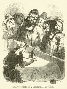 Gulliver struts em uma mesa Brobdingnagian (gravação)