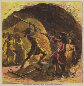 O encontro de Peter Wilkins com um nativo de Mount Alkoe (cor litho)