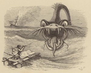 A serpente marinha à frente! (gravura) de Hablot Knight Browne