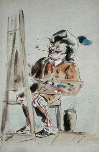 Caricatura de um artista (aguarela sobre papel) de Hablot Knight Browne