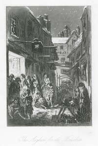 Ruas de Londres: O Asilo para os Sem-Abrigo (gravura)