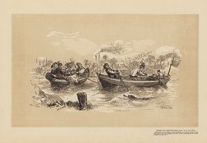 Corrida de barcos de Oxford e Cambridge, n.º 2, No rio (gravura)